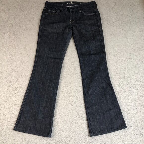 Vintage 7 Seven For All Mankind Jeans Womens 28 Blue Flare Y2k Retro Low‎ Rise - Picture 1 of 12